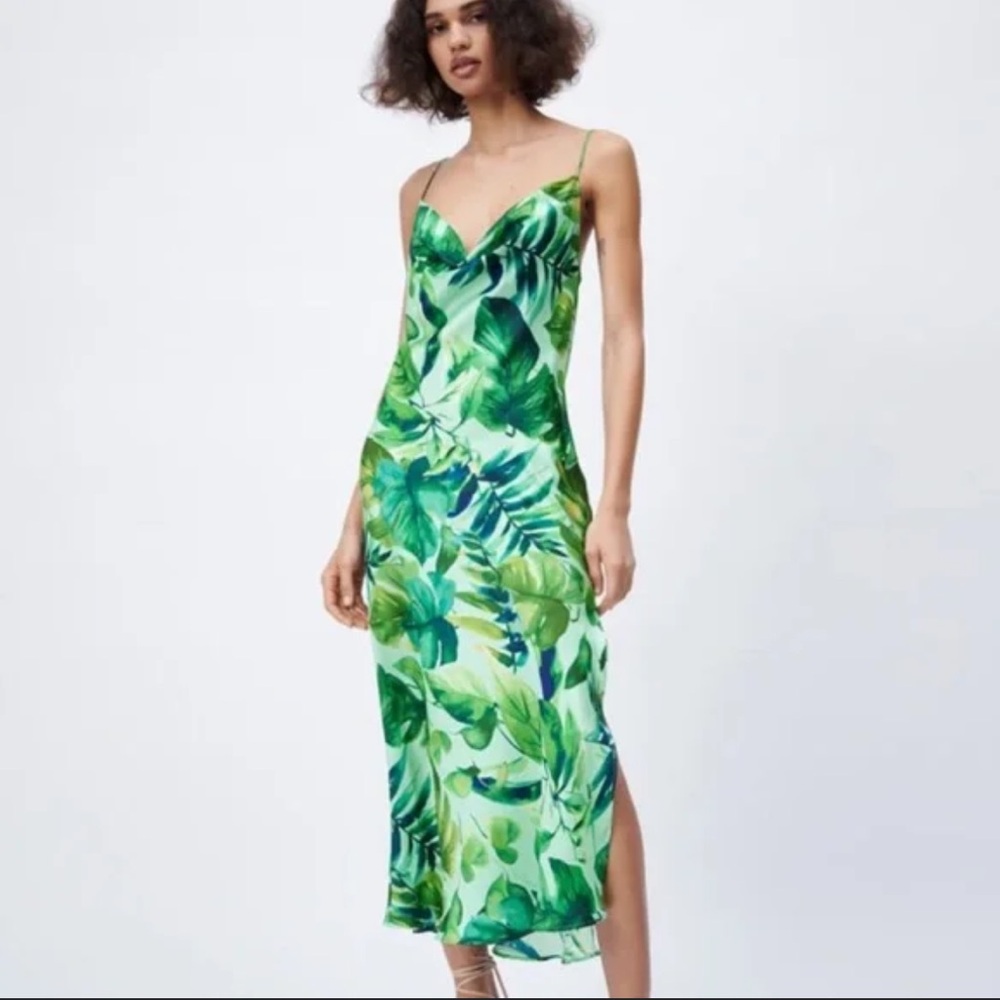 ZARA Cowl Neck Tulum Slip Dress